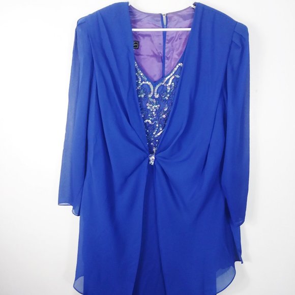 Lori Max Blue sequence dress Size 20W - Picture 1 of 8